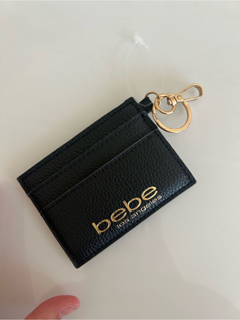 Y2K VTG bebe Black Leather Card Holder Keyring mint